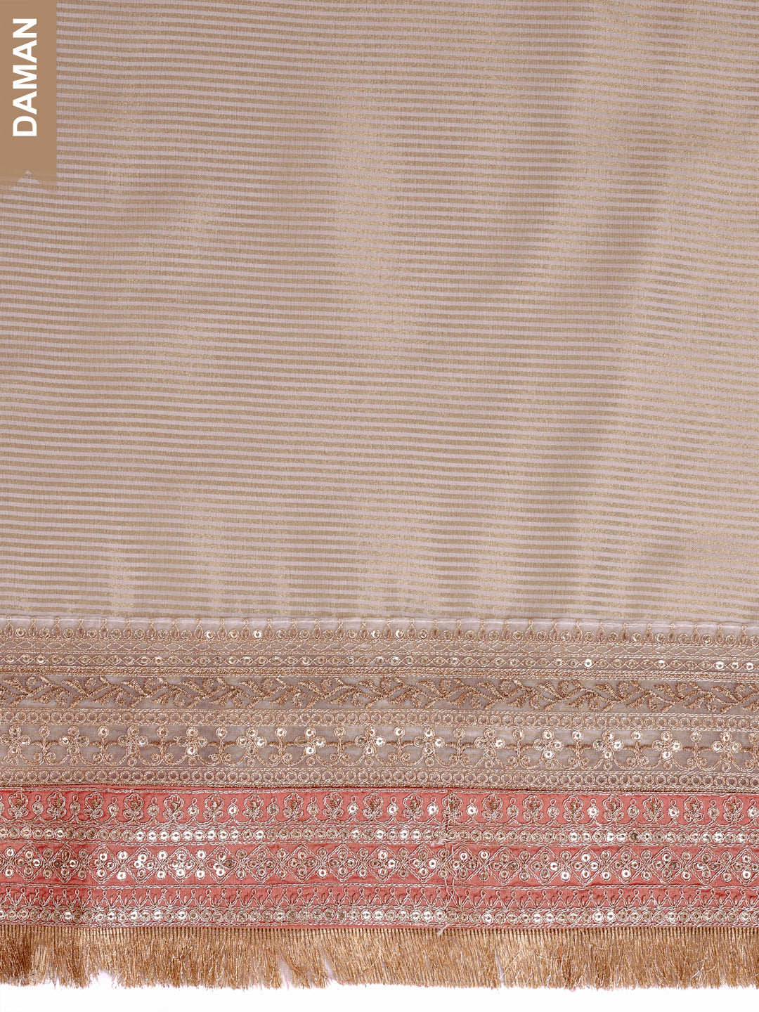 Off white Tissue peach contrast Unstitched Salwar Suit