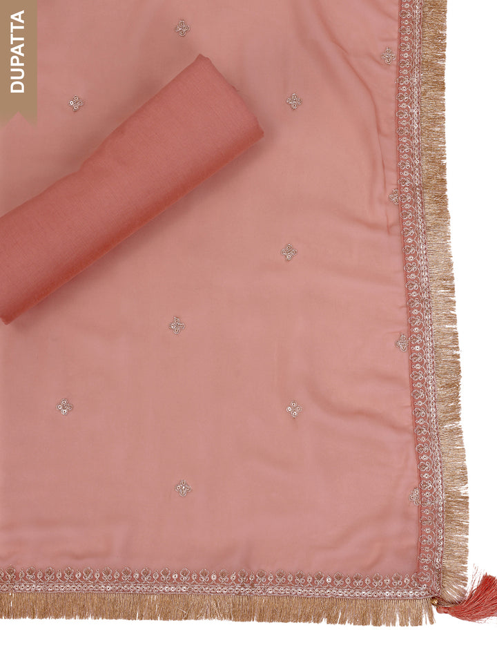 Off white Tissue peach contrast Unstitched Salwar Suit