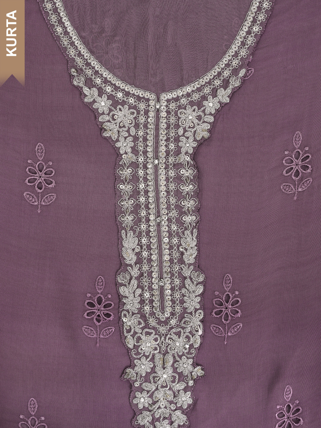 Purple Organza Schiffli Embroidery Unstitched Salwar Suit