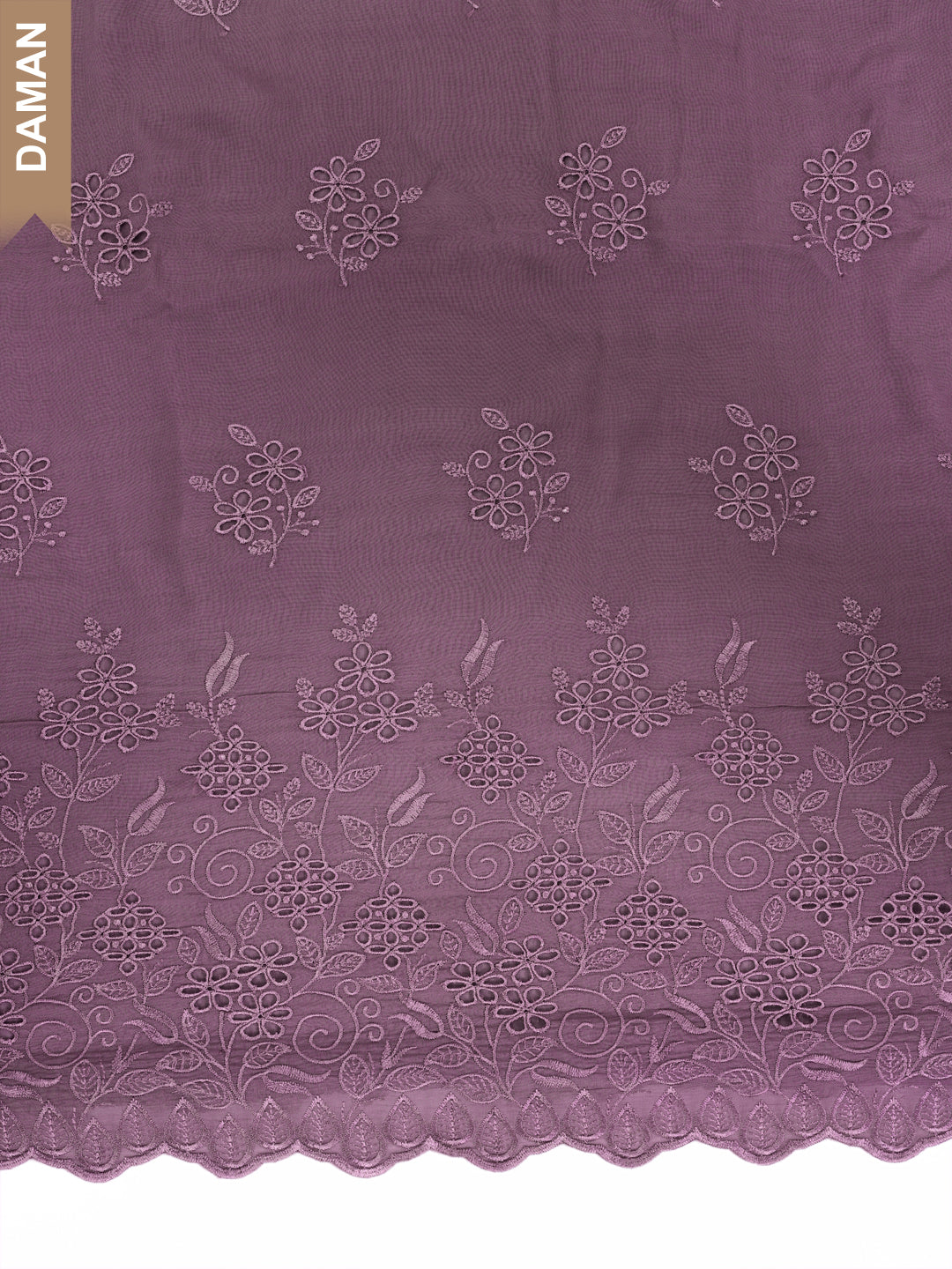 Purple Organza Schiffli Embroidery Unstitched Salwar Suit