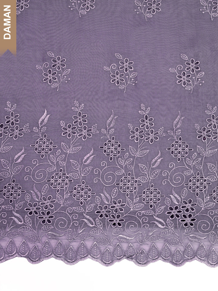 Violet Organza Schiffli Embroidery Unstitched Salwar Suit