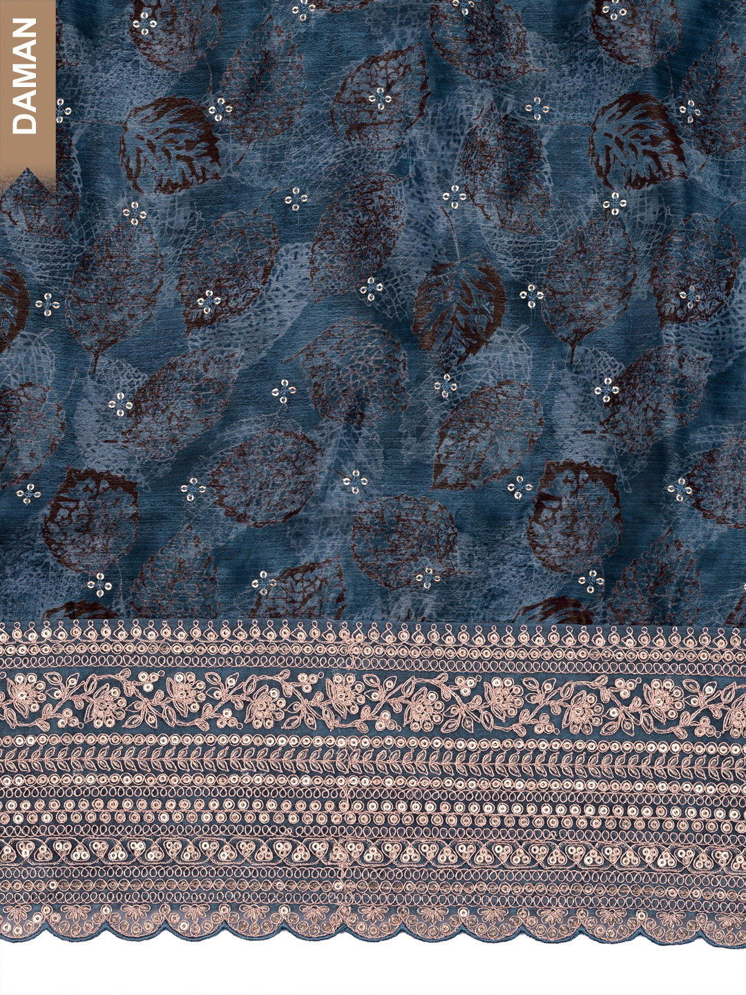 Blue Chinon Digital Printed Unstitched Salwar Suit